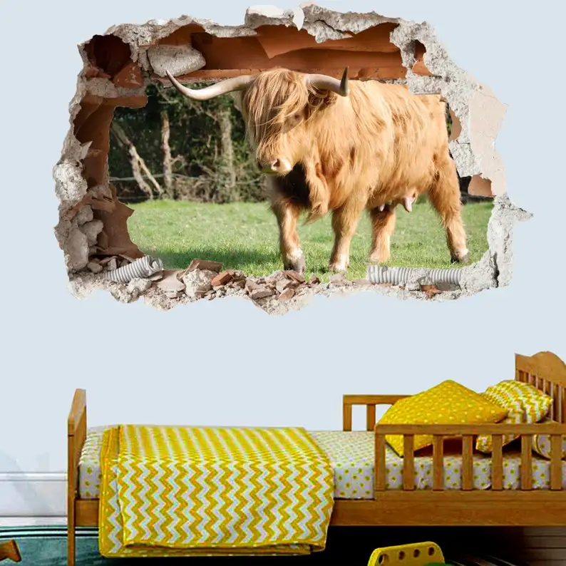 

Grassland Farm Animals Highland Cattle Wall Sticker Art Poster Mural Transfer Decal Print Kids Living Room Home Nursery Office D