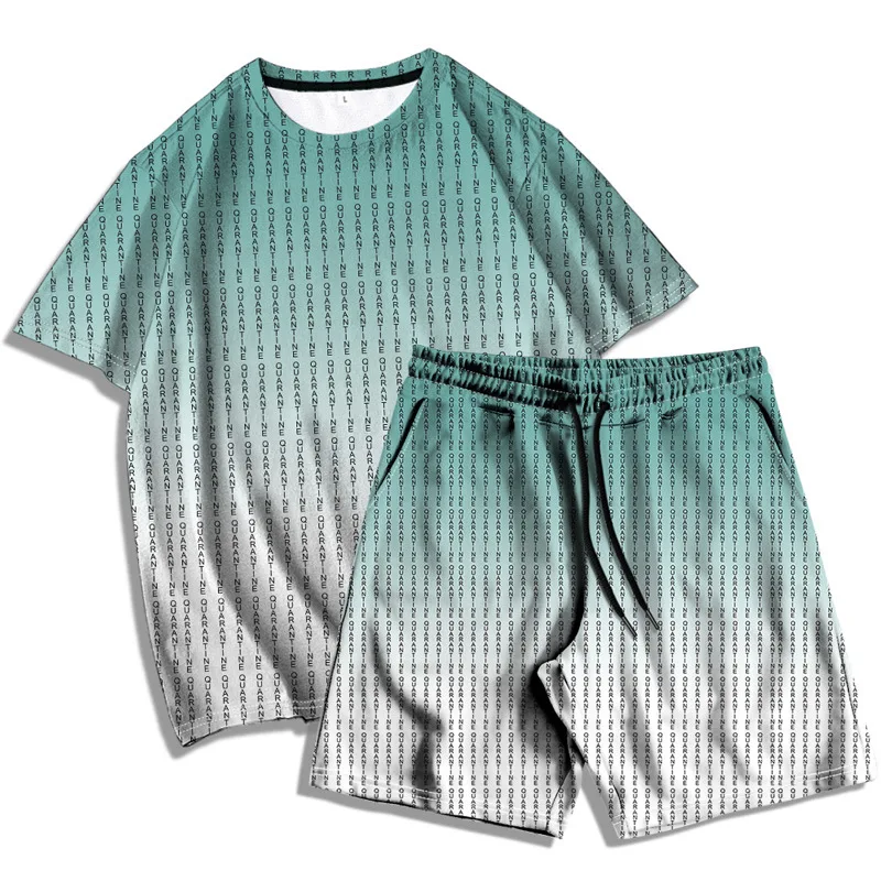 China Panda Cartoon 3D Printed T-shirt Shorts Suit Summer Men Sports Suit 2-piece Set Casual Beach Holiday Wear Men's Sportswear