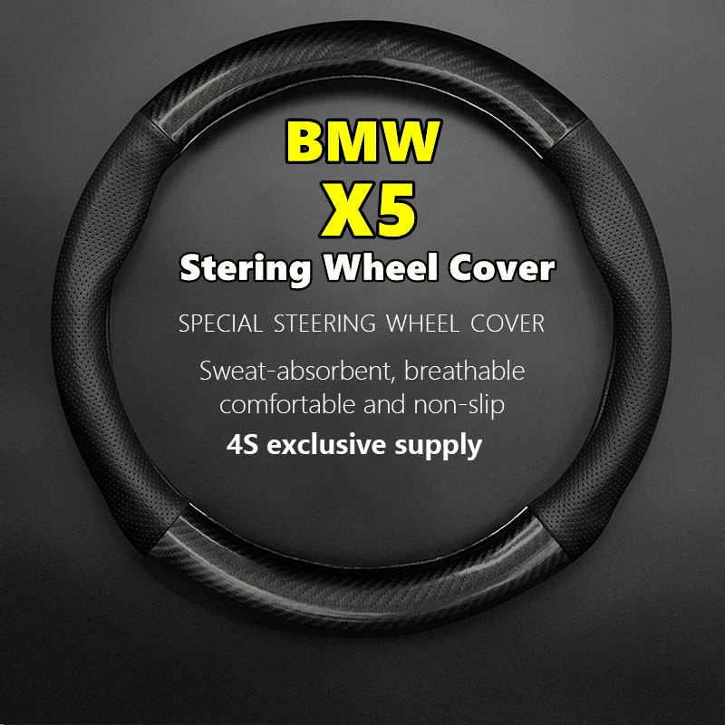 

No Smell Thin For BMW X5 Steering Wheel Cover Genuine Leather Carbon Fiber Fit XDrive30i XDrive40i XDrive30d 2020 2021 2022