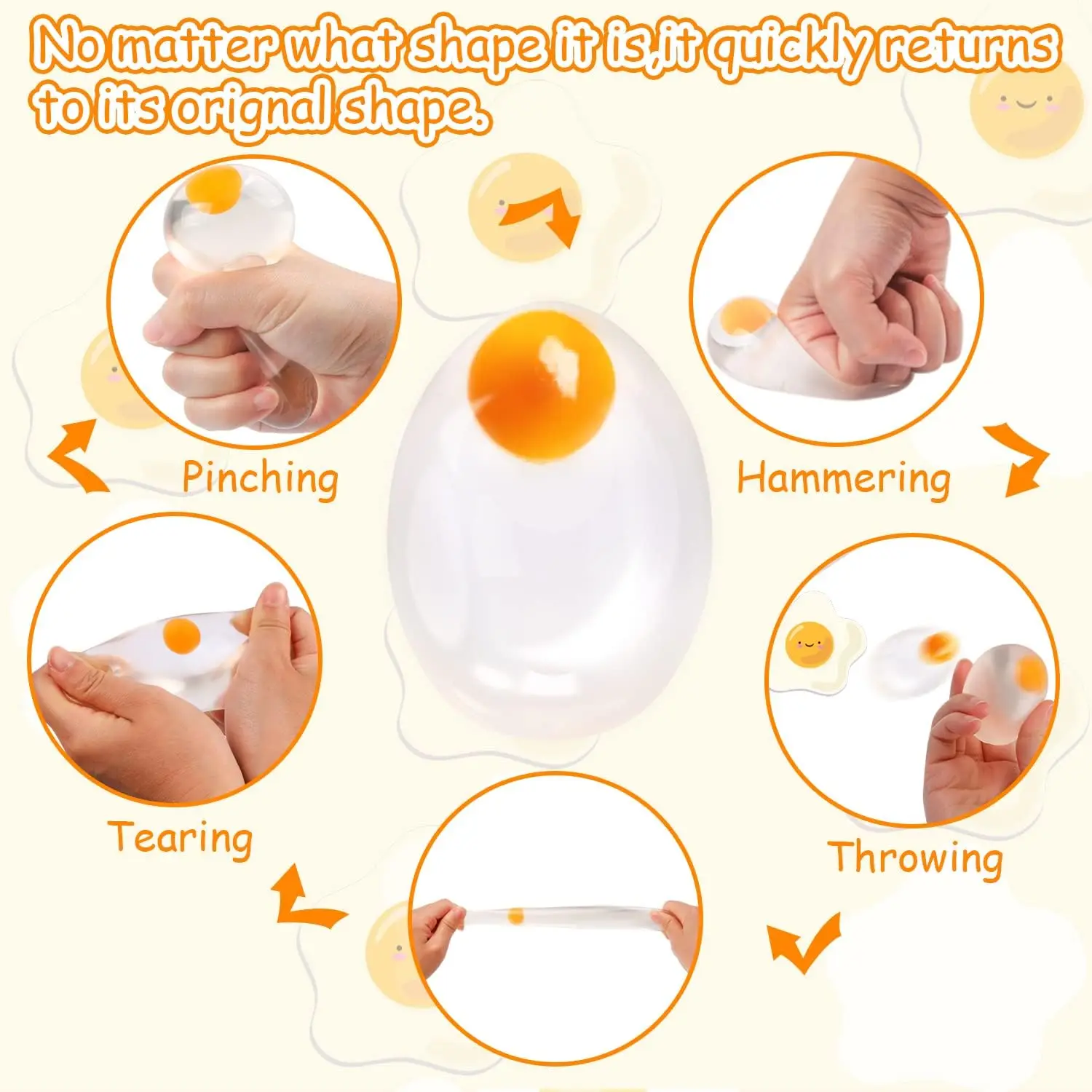 Фото Мягкий шарик-антистресс Funky Egg - Прозрачная игрушка для снятия стресса для детей и взрослых, сенсорная игрушка-фиджет для снятия тревоги, с эффектом сжатия и распыления №2