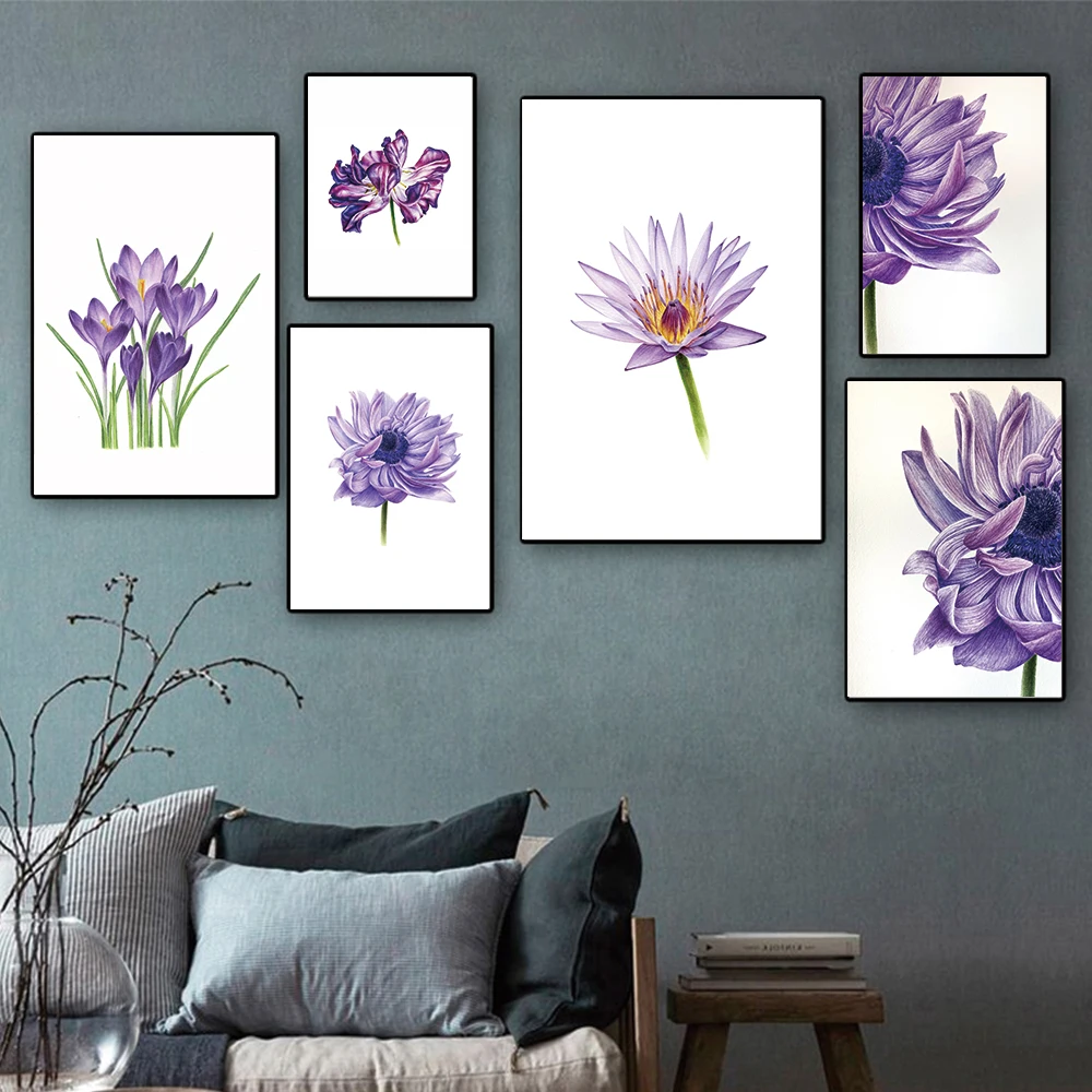 

Nordic Purple Flower DIY Oil Painting By Numbers Bedroom Living Room Home Kids Room Decoration Handpainted Art Wall Unique Gift