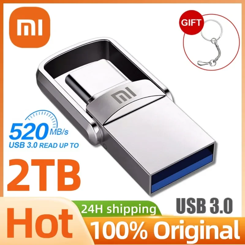 XIAOMI 2-в-1 Usb 3.0 флэш-накопители Lightning Interface Pen Drive 1 ТБ флэш-накопитель USB с кольцом для