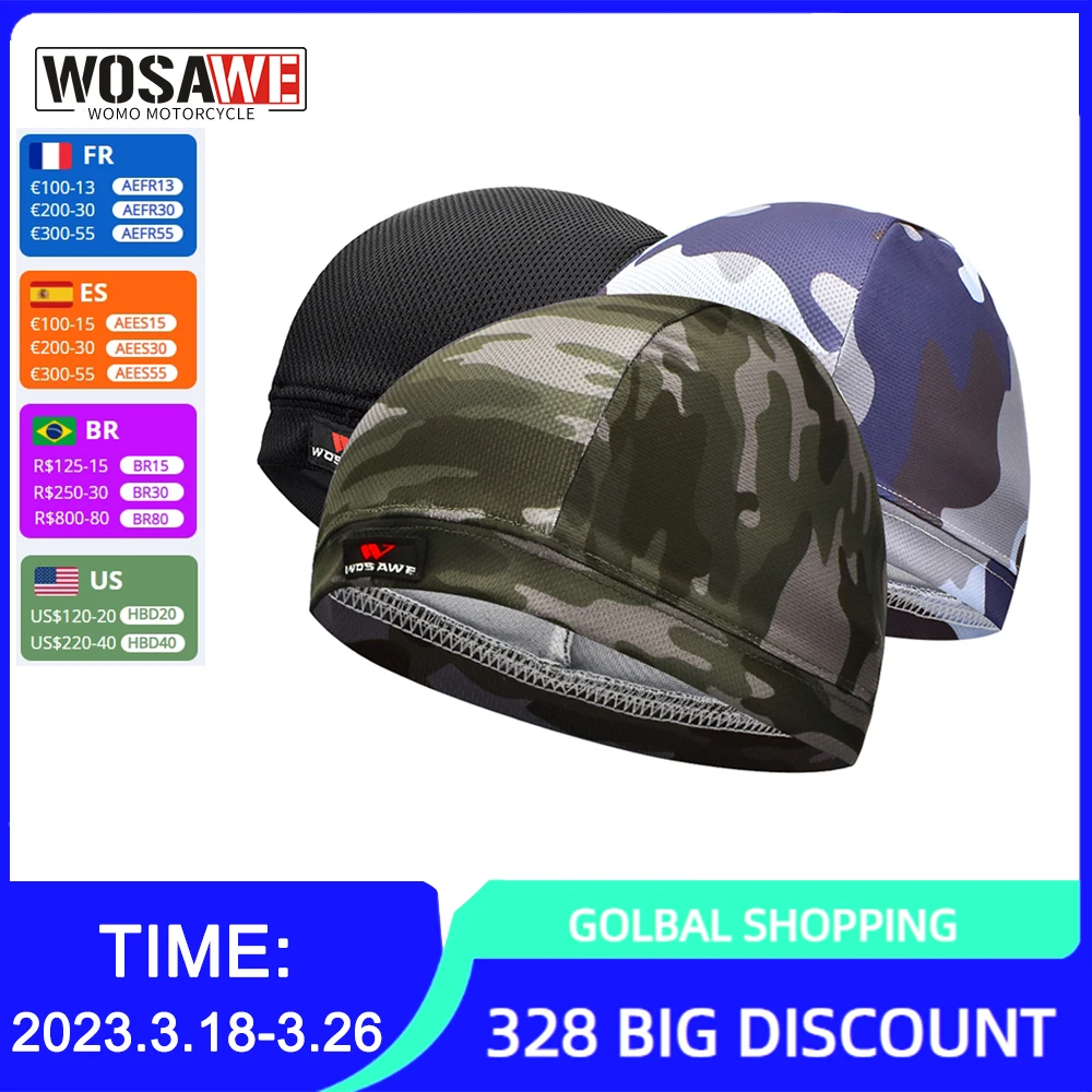 

Быстросохнущая велосипедная шапка WOSAWE, дышащая Экипировка, велосипедный мотоциклетный шлем, внутренняя шапка от пота, летняя спортивная шапка, головной убор, головной убор