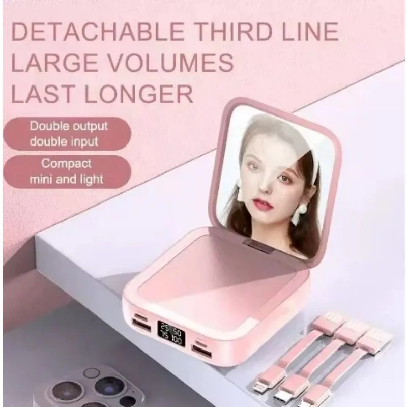 Внешний мини-аккумулятор 20000 мАч зеркало для макияжа портативное зарядное