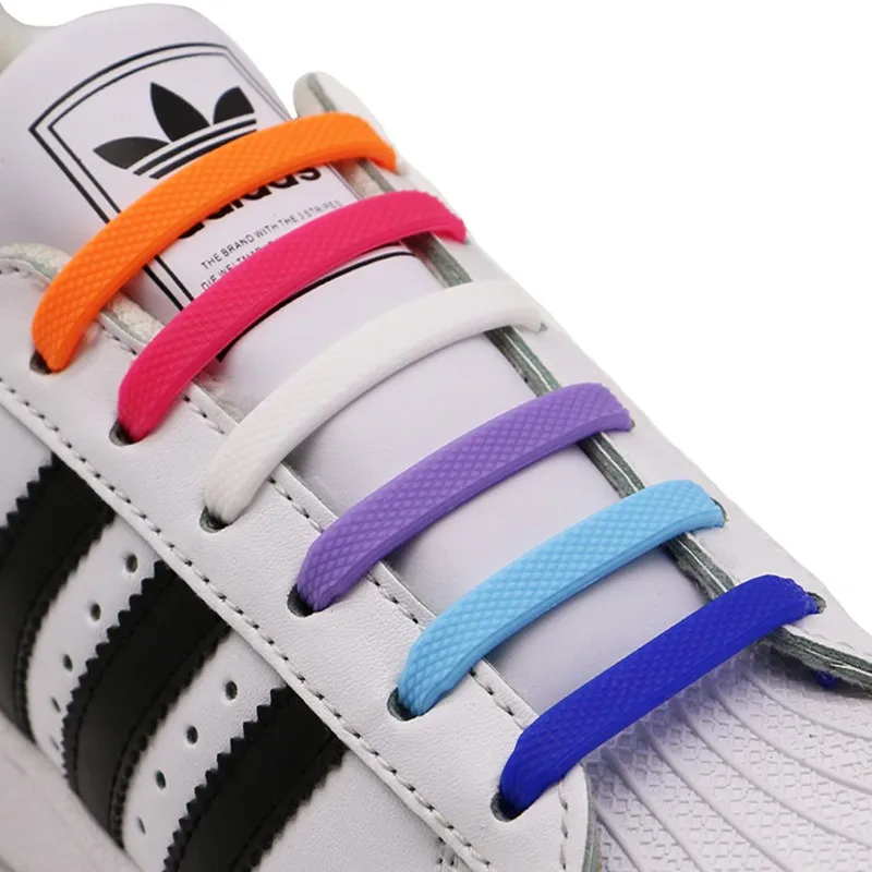 

16 Pcs Colorful Rubber Silicone Tieless Laces Elastic Shoelaces for Sneakers Adults Kids One Size Fits All Shoe Sports Lazy Lace