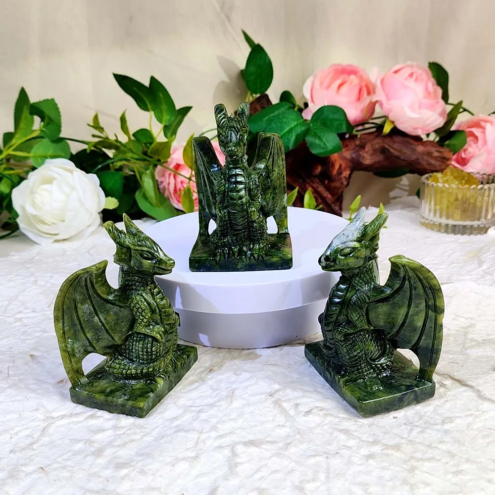 Натуральный Кристалл Xiuyan Stone Fly Dragon Ремесла Ручная Резьба Кварцевая Статуя Рейки