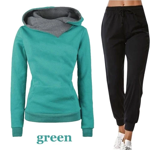 Spring Autumn Women Tracksuit Pullovers Hoodies Sweatshirt+Sweatpant 2 Pieces Set Casual Sportswear Jogging Running Clothing