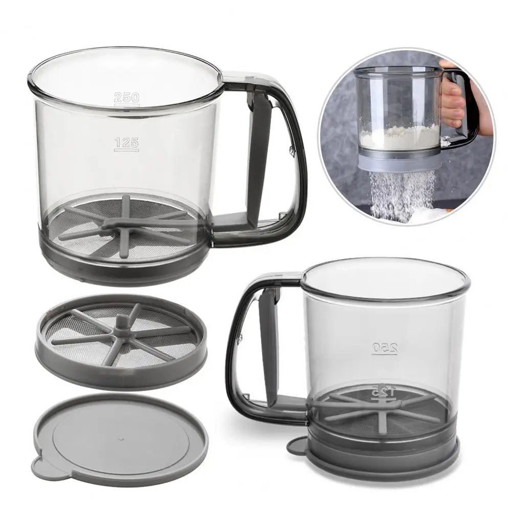 

Flour Sieve Fine Mesh Hand-pressed Inner Wall Scale Scalloped Rotor Blade Semi-automatic Handheld Flour Sieve Kitchen Gadget