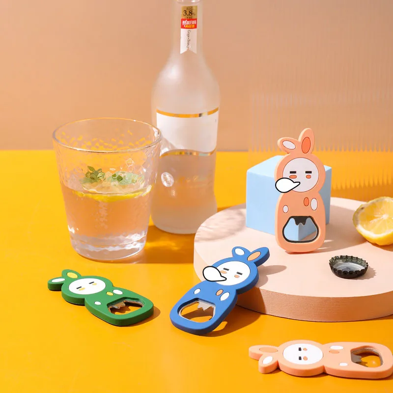 

Corkscrew Bunny Shape Bar Tools Bottle Beer Opener Cute Magnet Type Refrigerator Sticker PVC Kitchen Supplies