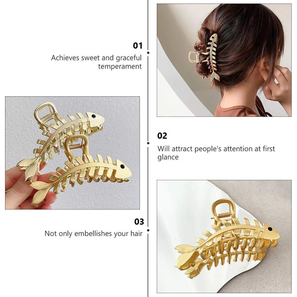 Заколка для волос в виде рыбьей кости большой коготь прямоугольный держатель