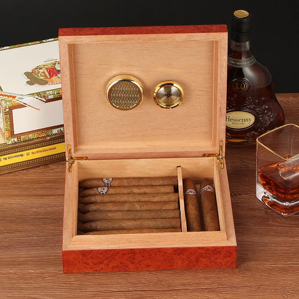 Cedar Wood Travel Cigar Humidor Box With Humidifier Hygrometer Humidor Cigar Box Case Glass Humidors Fit 20-30 Cigars images - 6