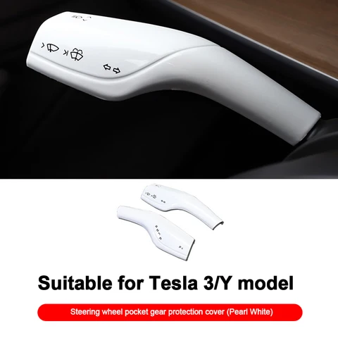 1 пара Защитная крышка рулевого колеса из углеродного волокна для Tesla Model 3 Y ABS Автомобильная крышка ручки переключения передач декоративные аксессуары