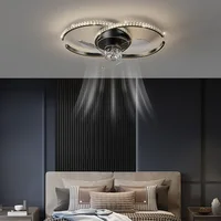 Modern bedroom decor black led ceiling fan lamp dining room ceiling fan with lights remote control dimming home ventilador techo