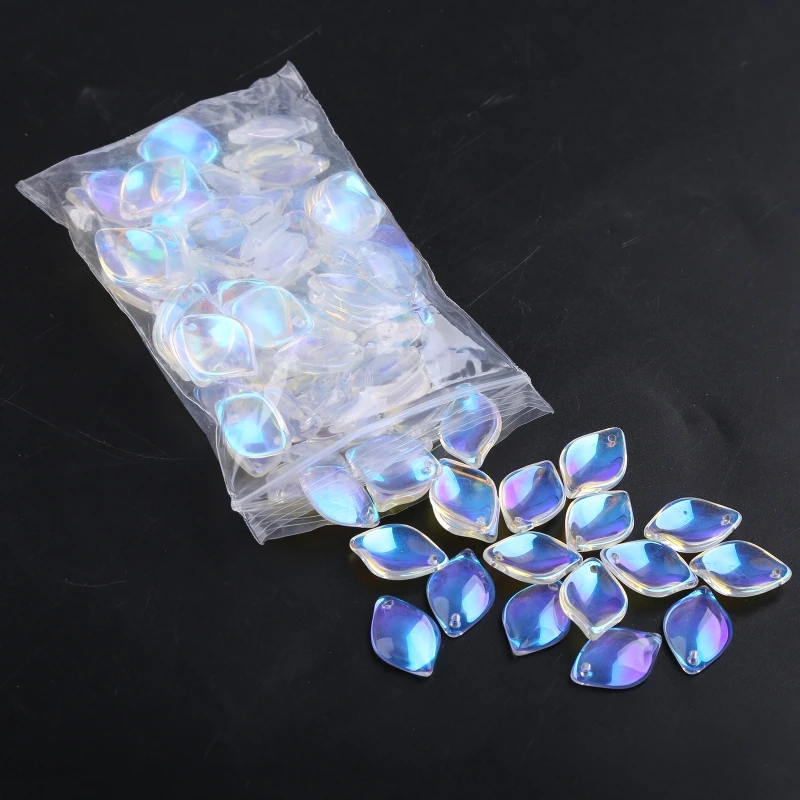 

100Pcs Lily Petals Czech Lampwork Crystal Glass Spacer Beads for Jewelry Making