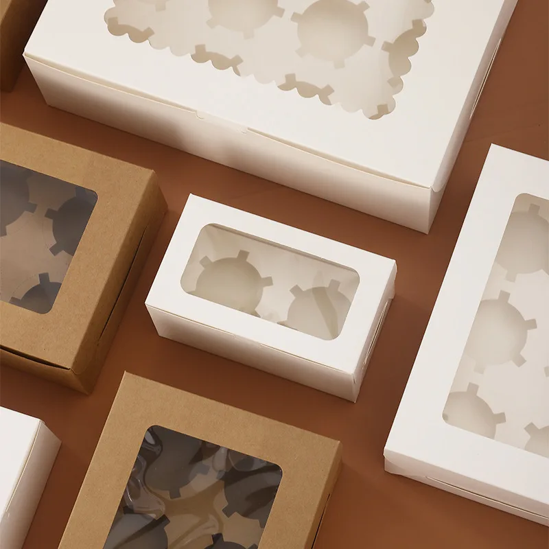 

5 шт. 2/4/6/12 чашек, коробочка для кексов и маффинов с окошком, коробочки для печенья и выпечки на свадьбу и вечеринку, контейнер для десертов