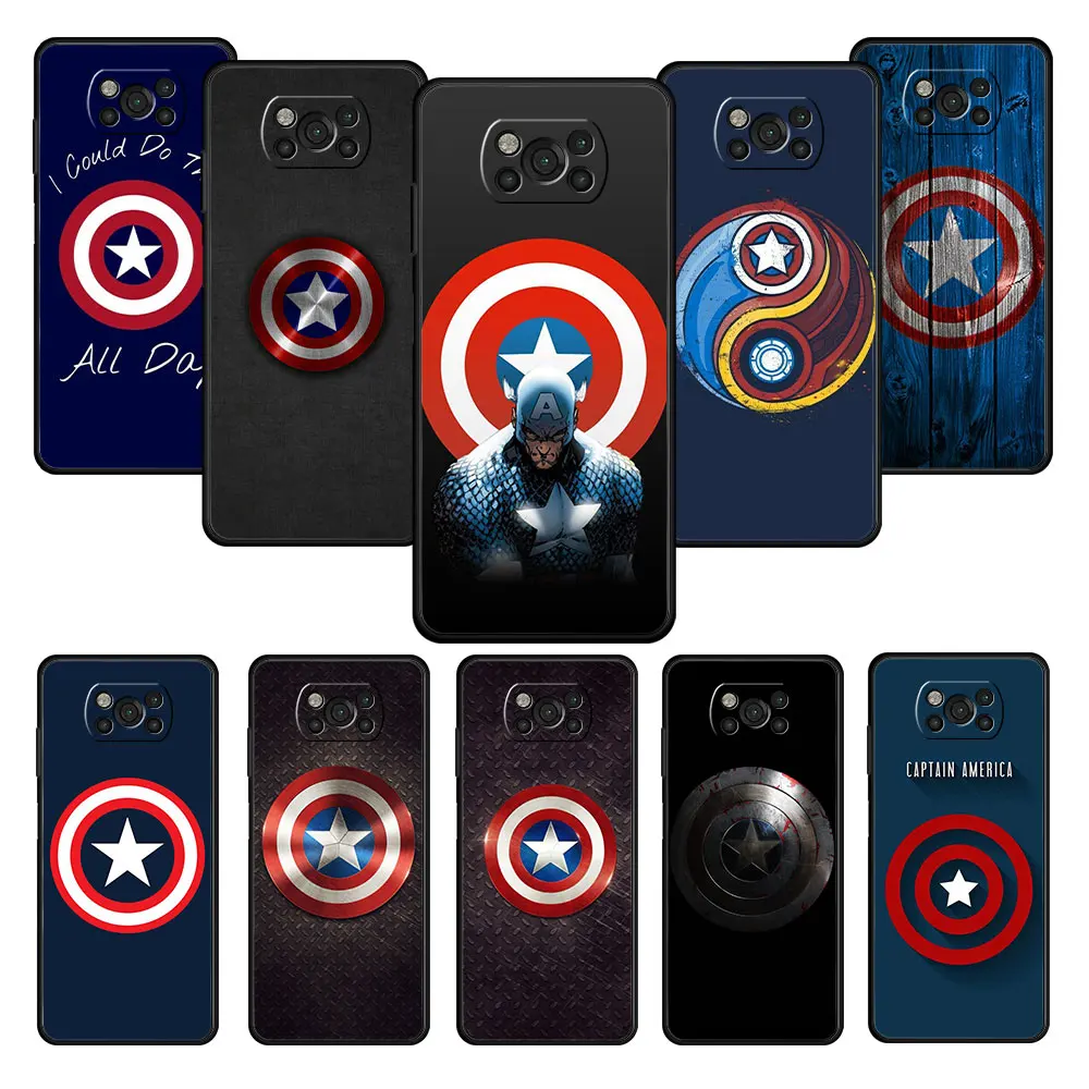 

Celulares For Xiaomi POCO F4 GT X3 NFC MI 11 lite 9T F3 M3 M4 Pro 5G 11T X4 10T Phone Case Marvel Captain America