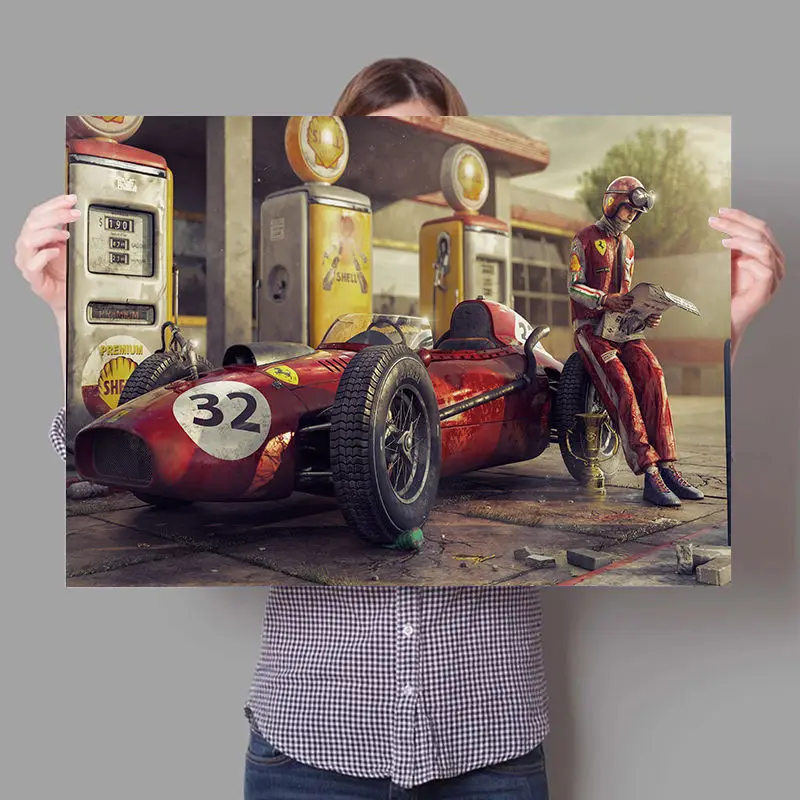 

Vintage Car Canvas Painting Ferraris Classic Racing F1 Race Car Artwork Wall Art Pictures Poster and Print for Living Room Decor