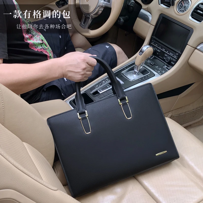 Brand Password Lock Men's Bag Handbag Male Horizontal Shoulder Bag Crossbody Business Document Cattle Leather Bag