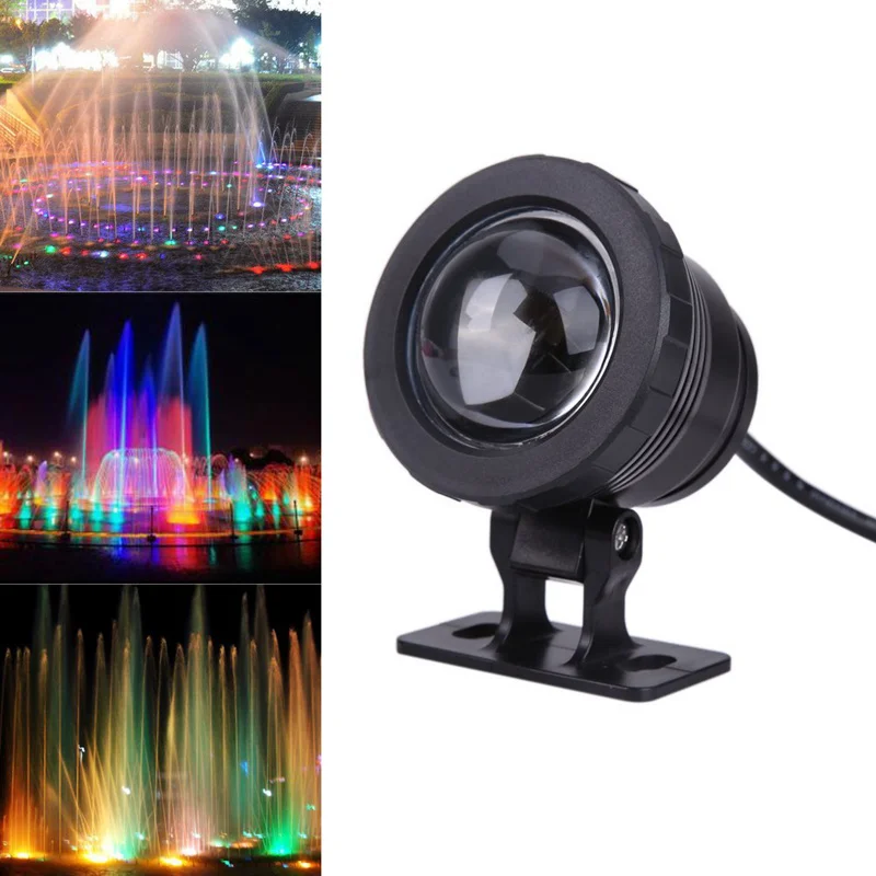 

Светодиодный подводный светильник для фонтана, бассейна, пруда, 10 Вт, RGB, водонепроницаемый + пульт дистанционного управления
