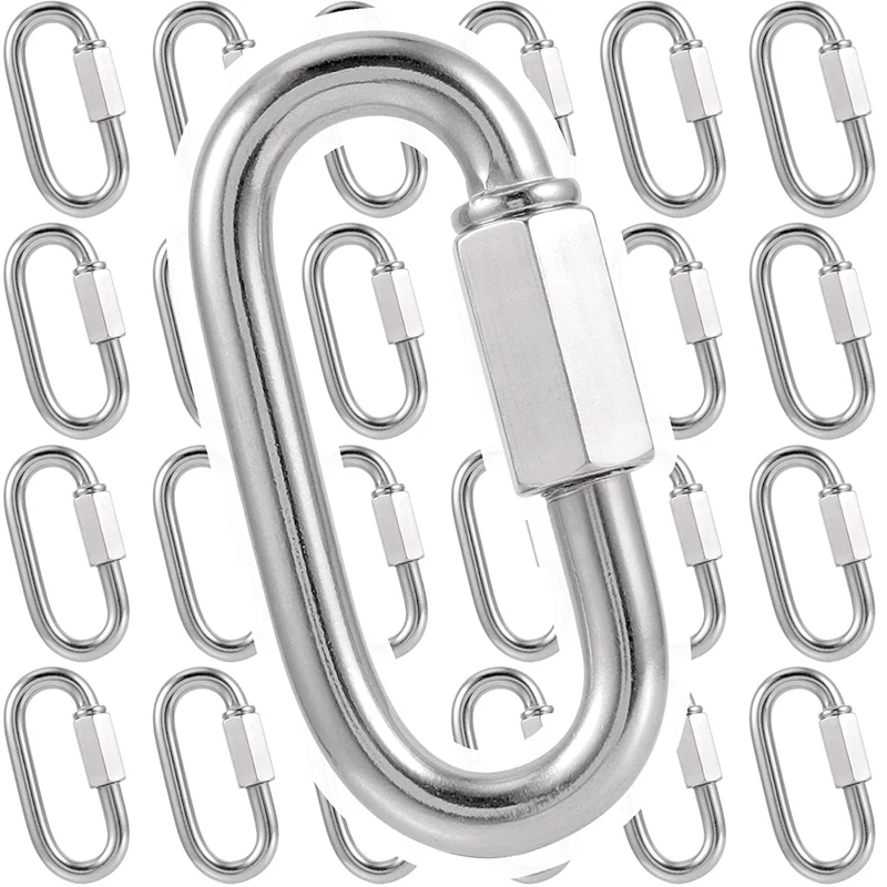

26 Pack Stainless Steel Quick Link M5 5mm, Heavy Duty Quick Link Chain Connector, D Shape Quick Link, Max Load 648 Lbs