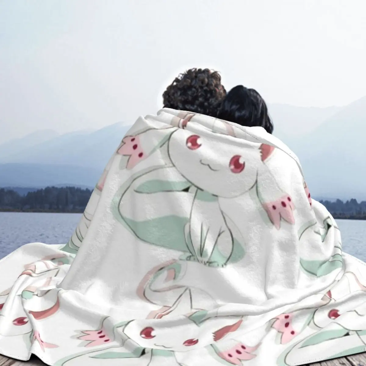 Одеяло Kyubey Puella Magi Madoka Magica флисовое текстильное декоративное мультяшное легкое