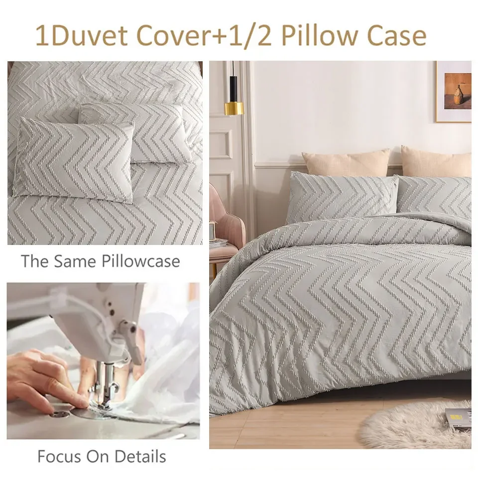 

Luxury Bedding Set Grey White Chic Quilt Cover With Pillowcase Art Bed Cover Set NO SHEET Queen King Size 2/3pcs Home Textiles