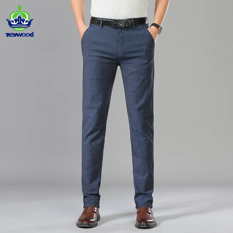 2022 Autumn Winter New Cotton Casual Pants Men Classic Style Straight Slim Thick High Waist Elastic Trousers Male Business Pant