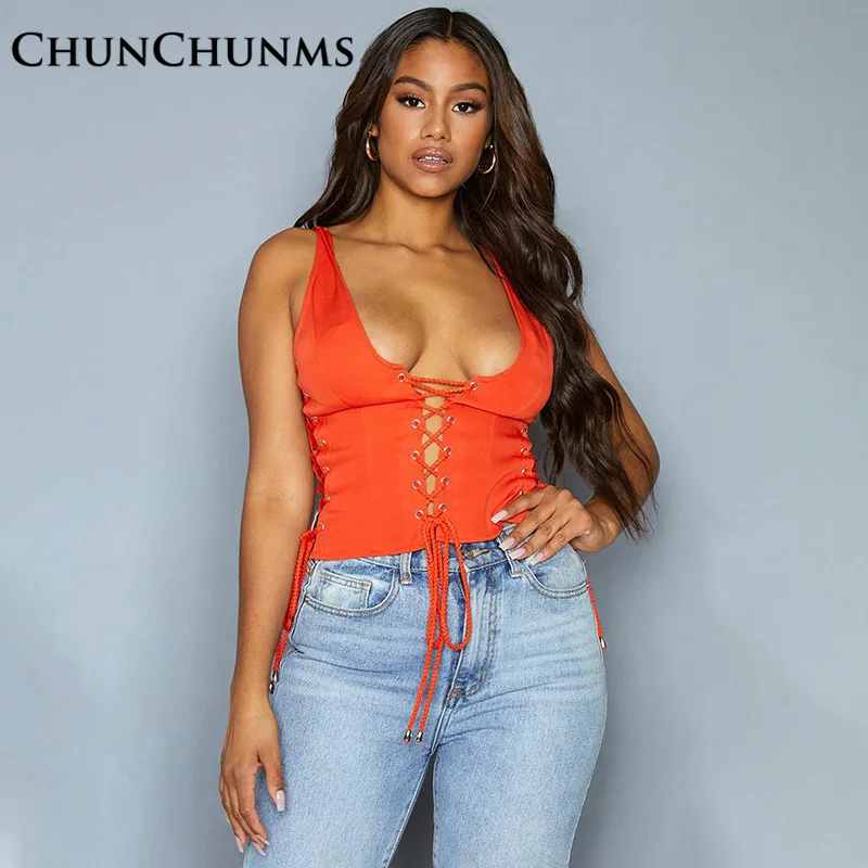 

Casual Sleeveless Corny Bandage T-Shirt Women 2022 Autumn Skinny Bodycon Tee Top Sleeveless Streetwear Stranger Things Tank Vest