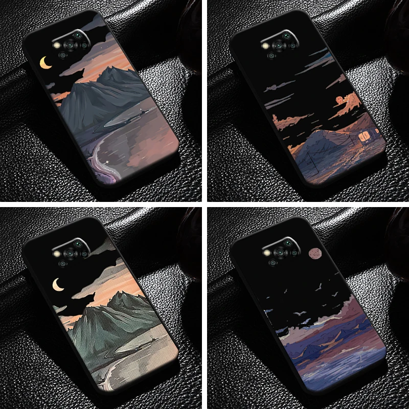 

Hand Painting Landscape For Xiaomi Poco X3 Pro NFC X3 GT Phone Case Funda Coque Carcasa Back Silicone Cover Soft