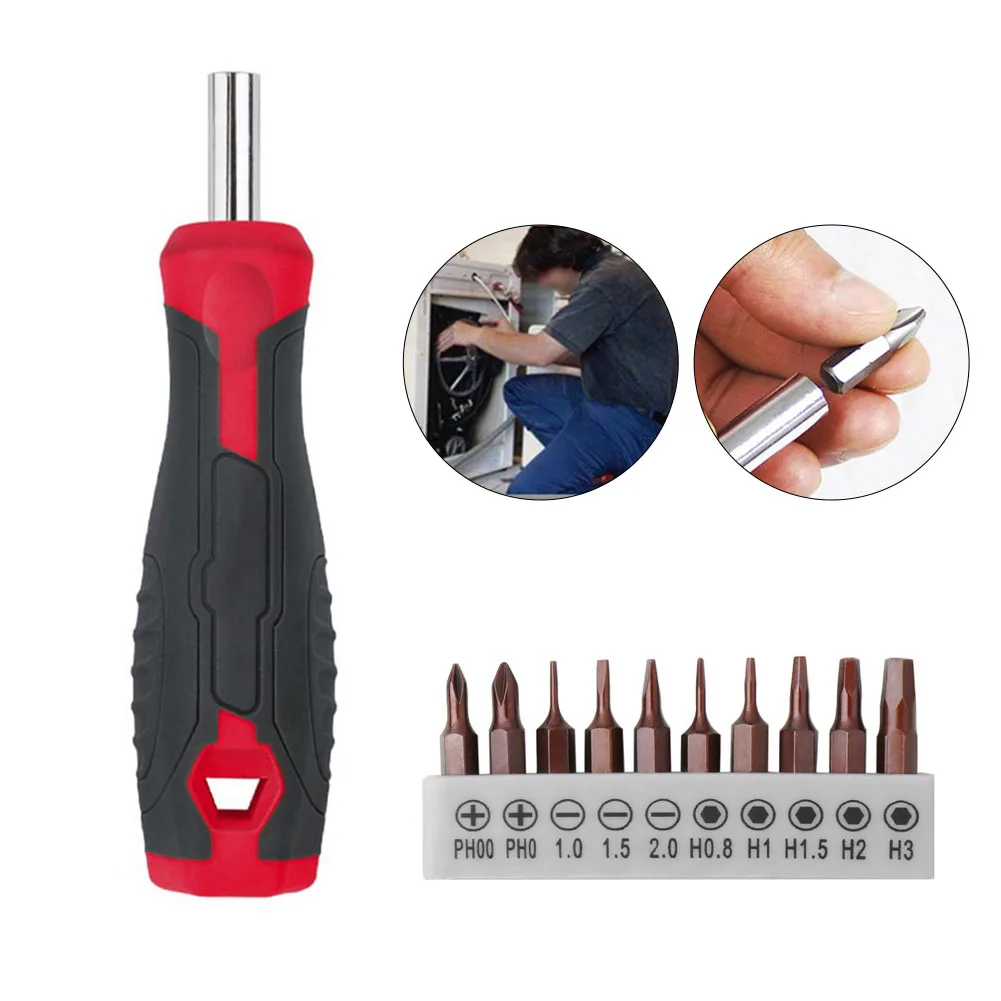 

2 In 1 Magnetic Screwdriver Handle With Screwdriver Bits For Socket Wrench 1/4" And 5/32'' Adapter Connection Power Tool Part