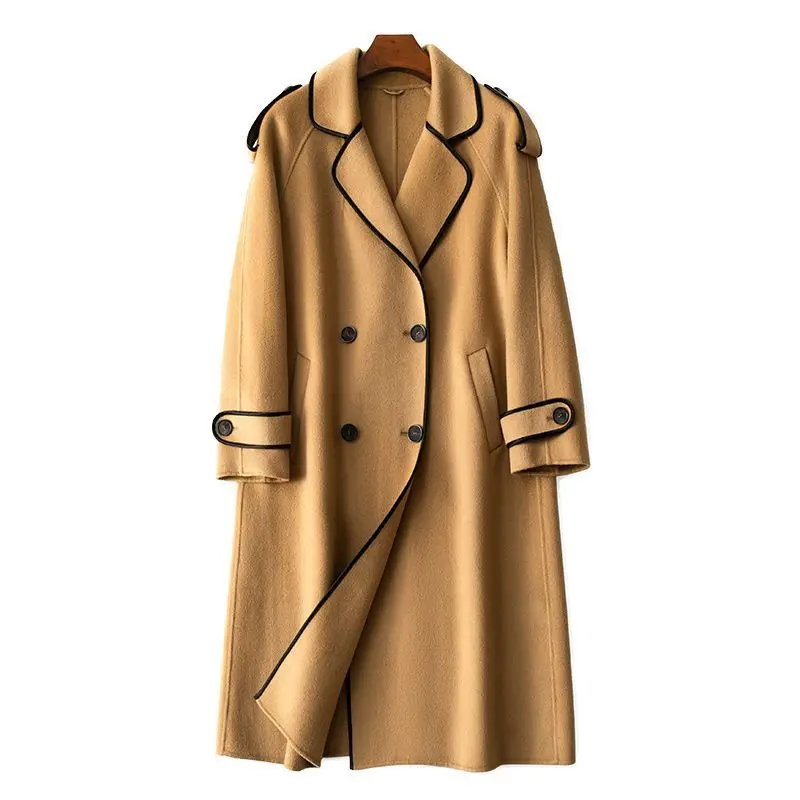 

9.5% cashmere 90.5% wool 2023 new double-sided woolen coat autumn and winter long woolen coat Women