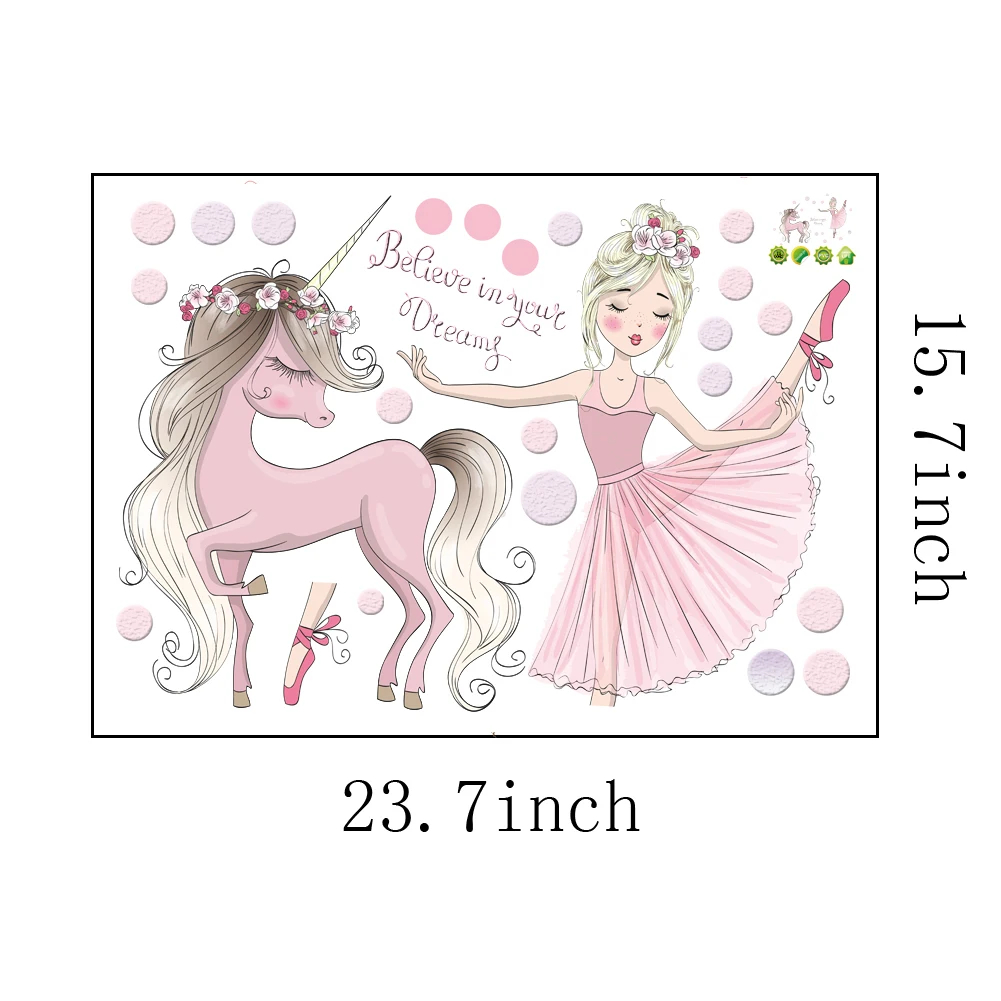 Ballet Princess Little pony Wall Stickers For Kids Room mural Fairy tale Cartoon decals DIY Decor Girl's Room Decoration gift images - 6