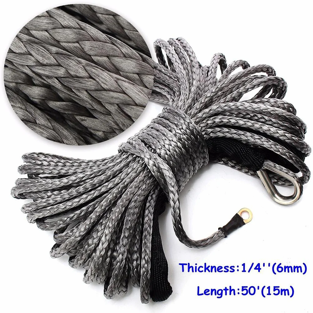 

Synthetic Winch Rope Blue Fastness Winch Cable for Winches ATV UTV SUV Vehicle Truck (15M 6mm) 12v Tow bar cap Off-road