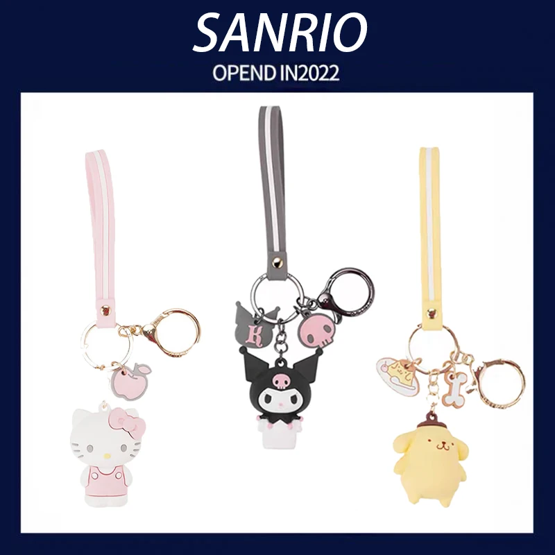 

Hellokitty keychain key chain sanrio accessories Pompom Purin Cinnamoroll Fashion Keychain Bag Pendant Doll Child Toys Birthday