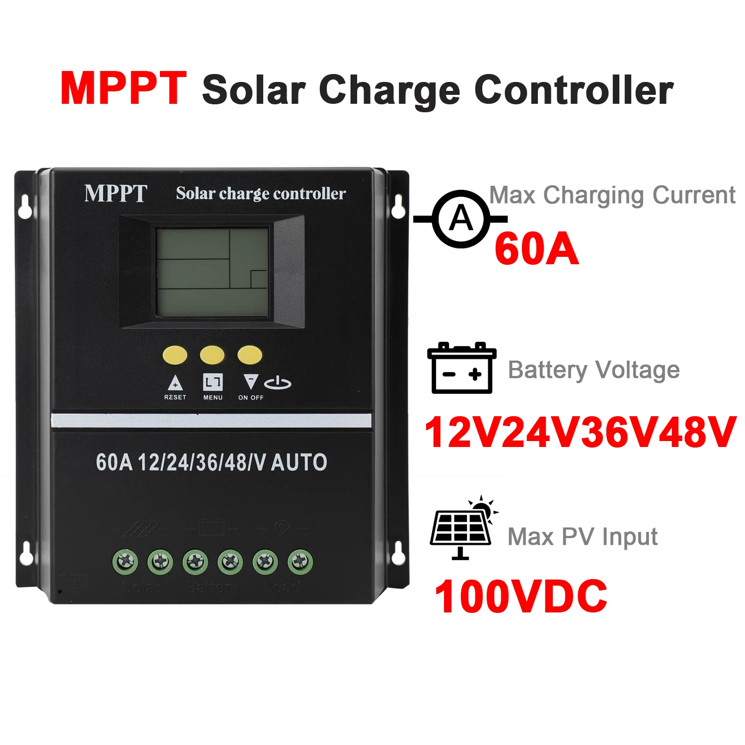 Солнечный контроллер MPPT 60A для 12 В 24 36 48 автоматическая литиевая батарея Lifepo4 GEL SLD
