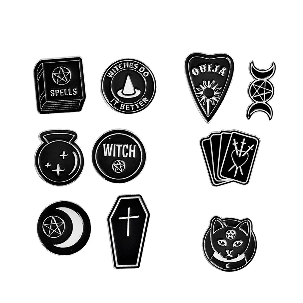 

Retro Punk Brooch Alloy Pin DIY Decor Accessory Witch Clothes Badge Black Hat Accessories Vintage