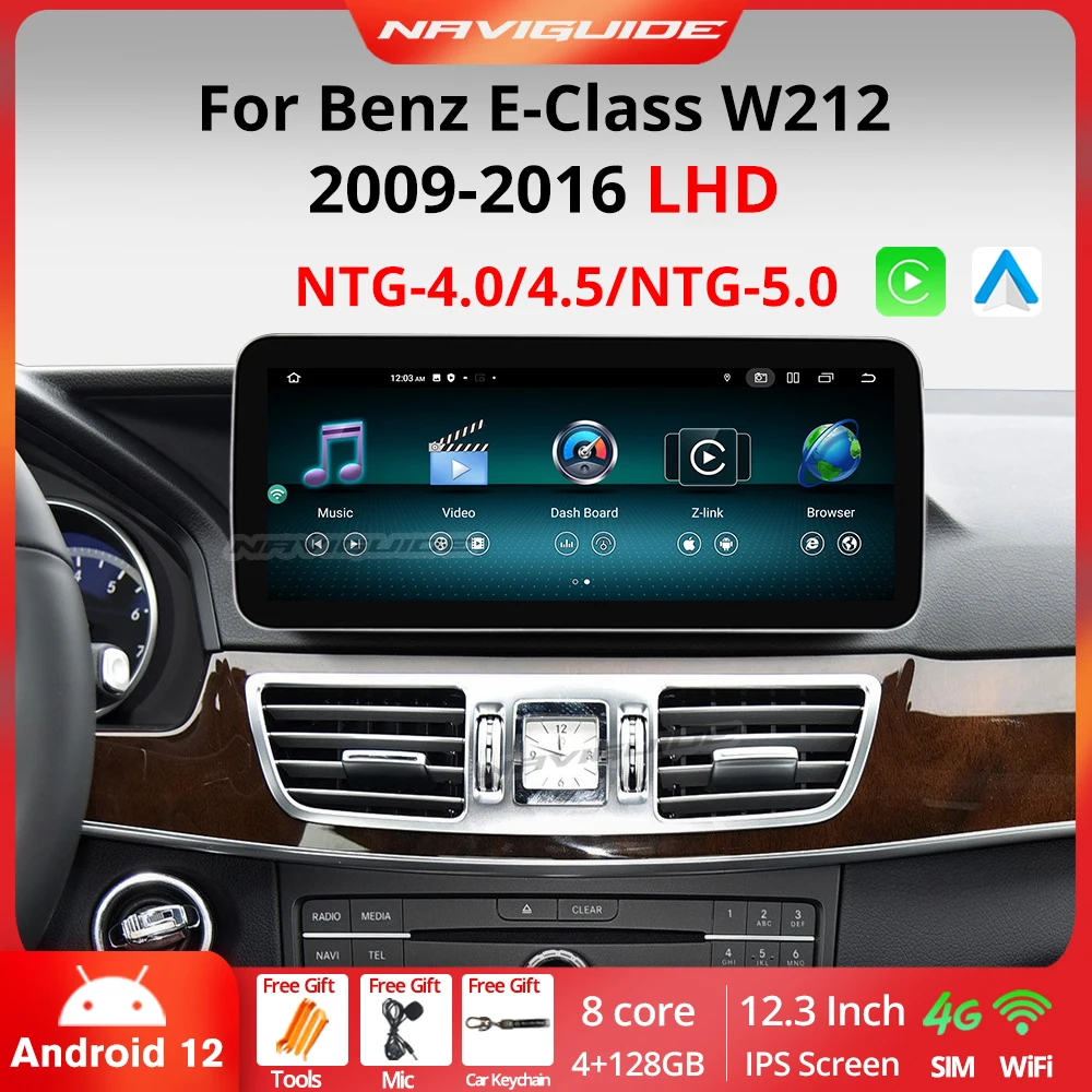 Автомобильный GPS-навигатор IDE Android12 экран Carplay радио для Mercedes W212 2009-2016 SIM GPS