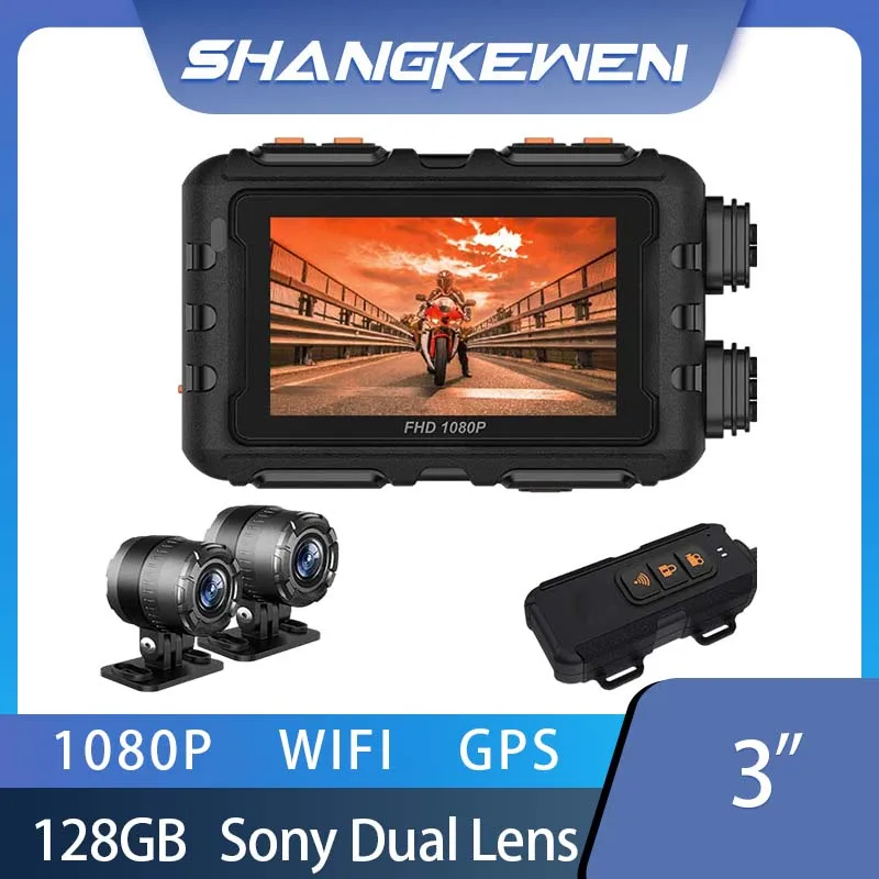 

3 Inches Motorcycle GPS 1080P Dashcam with WIFI Waterproof Dual Lens Motorcycle Night Vision Video Recorder Dash Cam Accessories
