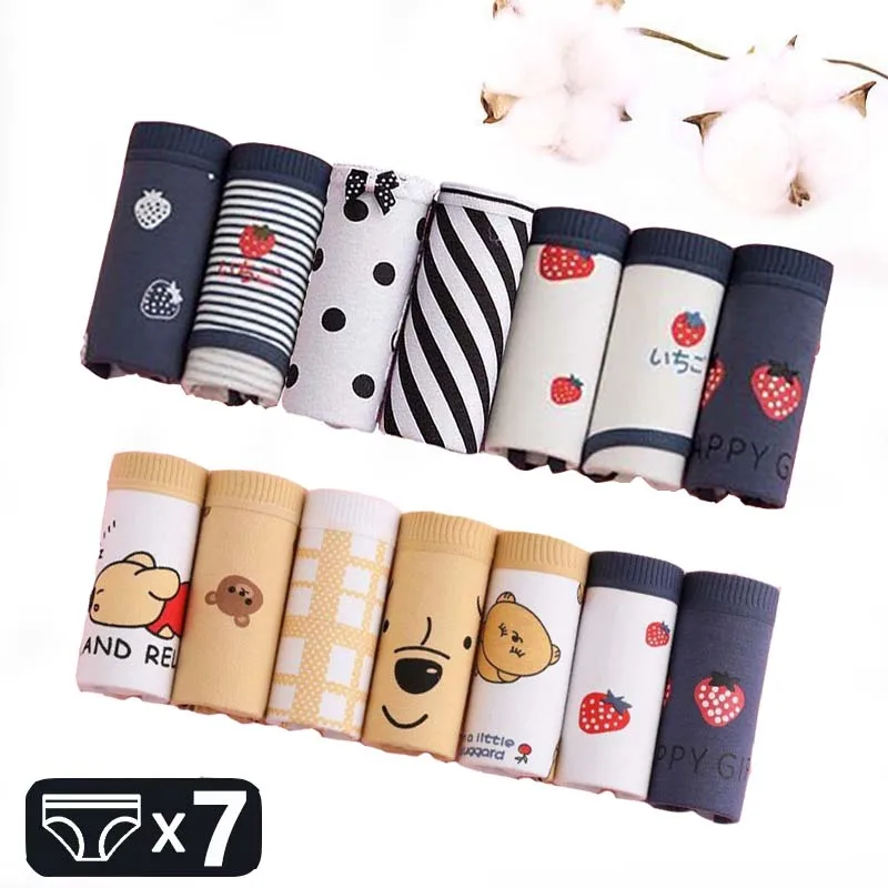 

7Pcs/Set Plus Size High Waist Cotton Panties Women Body Shaper Underwear Lovely Print Girls Briefs Seamless Sexy Female Lingerie
