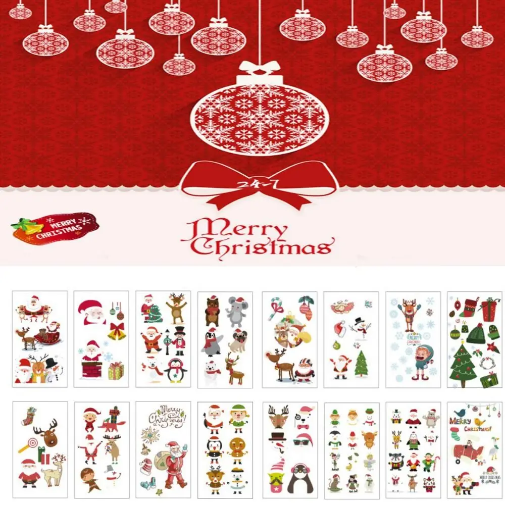 

30PCS Waterproof Decals Temporary Party Decoration Children Sticker Santa Claus Body Art Christmas Tattoo Stickers