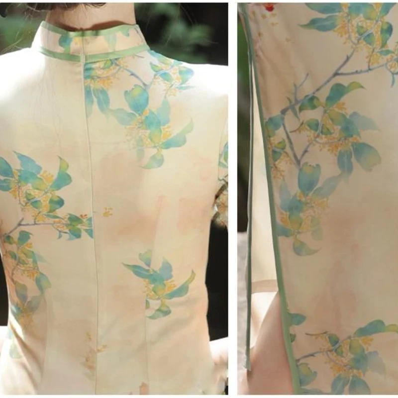 Костюм Тан в китайском стиле улучшенное платье-Ципао женская летняя Новинка 2024