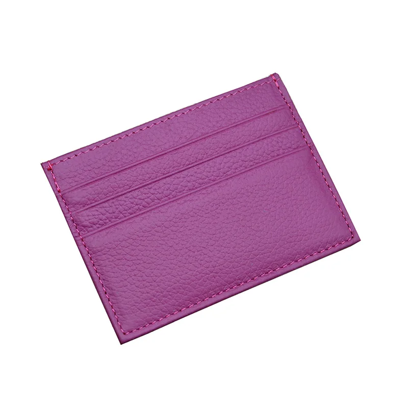 Free Custom Name 100% Genuine Leather ID Card Holders Colorful Cowhide Coin Purse Bus Bank Credit Card Case Multi Slot Gift DIY