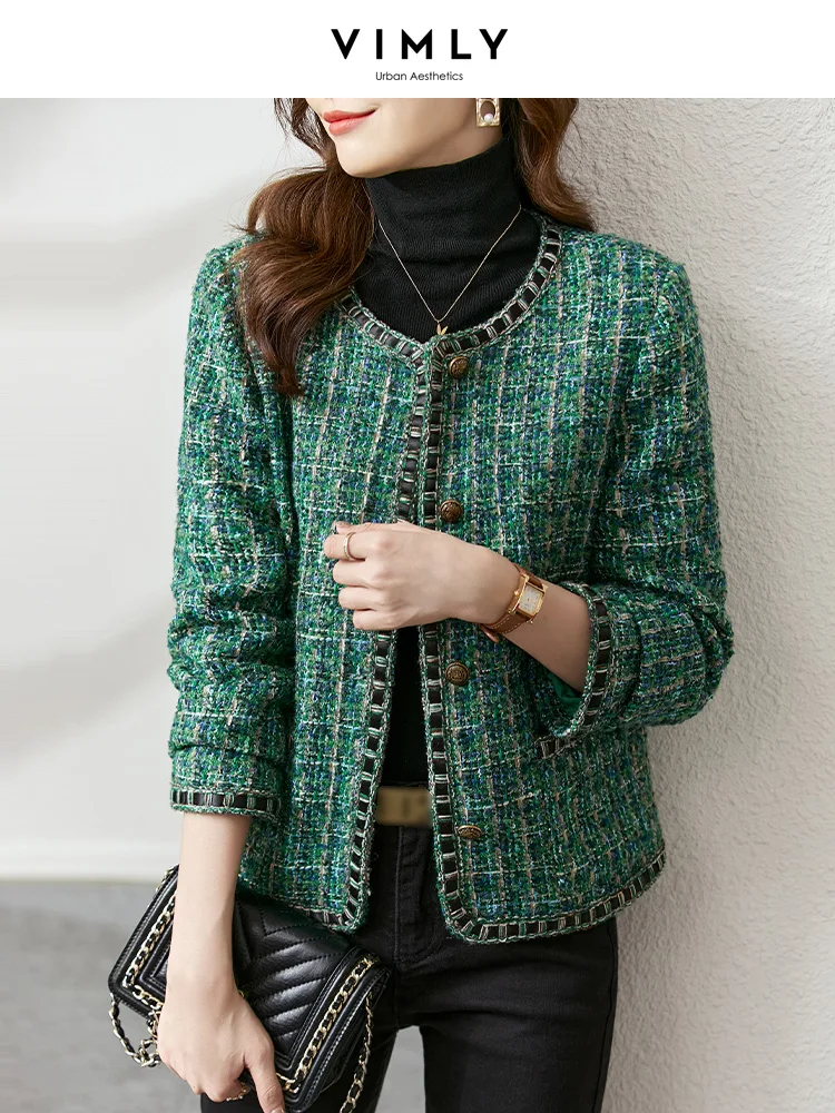 

Vimly Small Fragrance Tweed Coat Women 2022 New Arrival Ladies Fashion Autumn Winter Short Jacket Female Outwear Clothes V6751