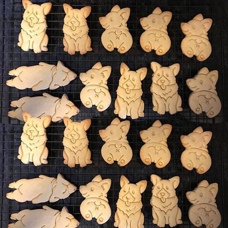 

Corgi Dog Shaped Cookie Cutters Mold for Kids Children Funny Biscuit Baking Tools Funny DIY Cookie Cutters Hand Mold
