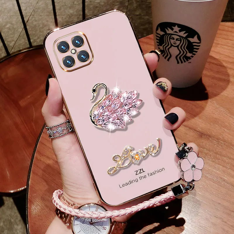 Чехол для Honor X8 с кристаллами лебедя Huawei x8 2022 X8a x7a x7 x5 x6 x9 противоударный защитный