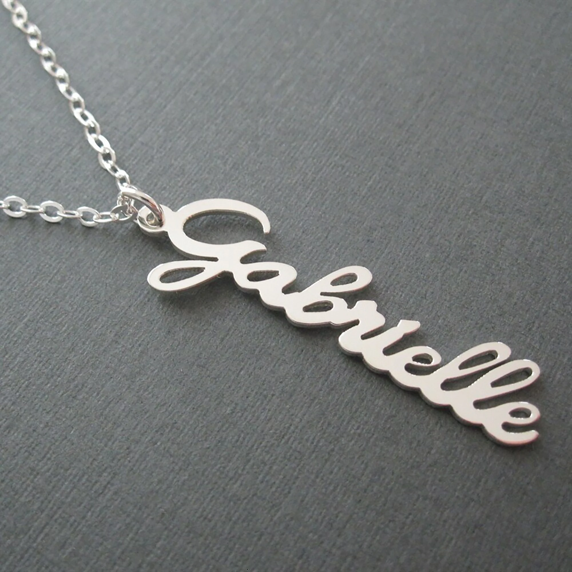 

Personalized Handwriting Name Necklace Customized Letter Copper/925 Silver Pendant Signature Font Nameplate Choker Necklace Gift