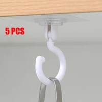 5pcs abs hooks 360%c2%b0 rotation strong sticky for kitchenbathroom wall ceiling wardrobe cabinet hanging spoon shower cap clothes