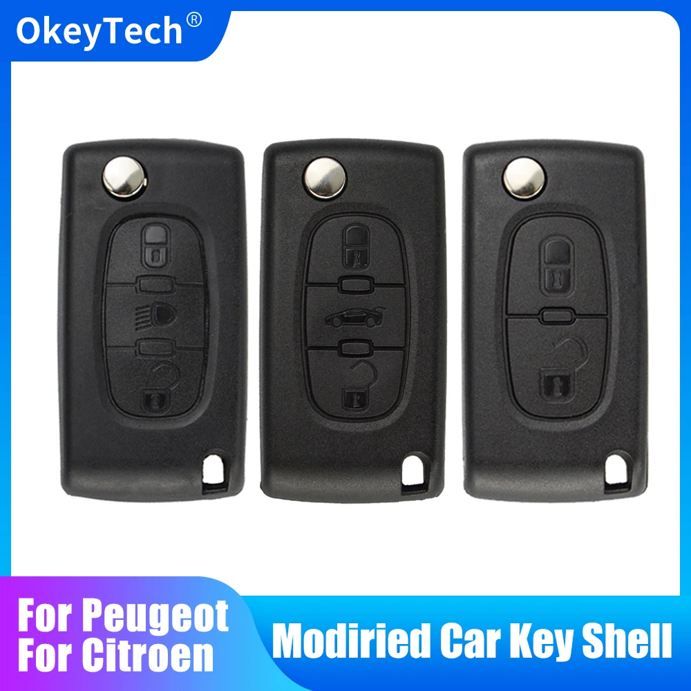 

OkeyTech 2 3 4 Button Remote Car Key for Peugeot 207 307 308 407 Citroen C2 C3 C4 C5 Flip Key Case Shell CE0523 CE0536 HU83 VA2