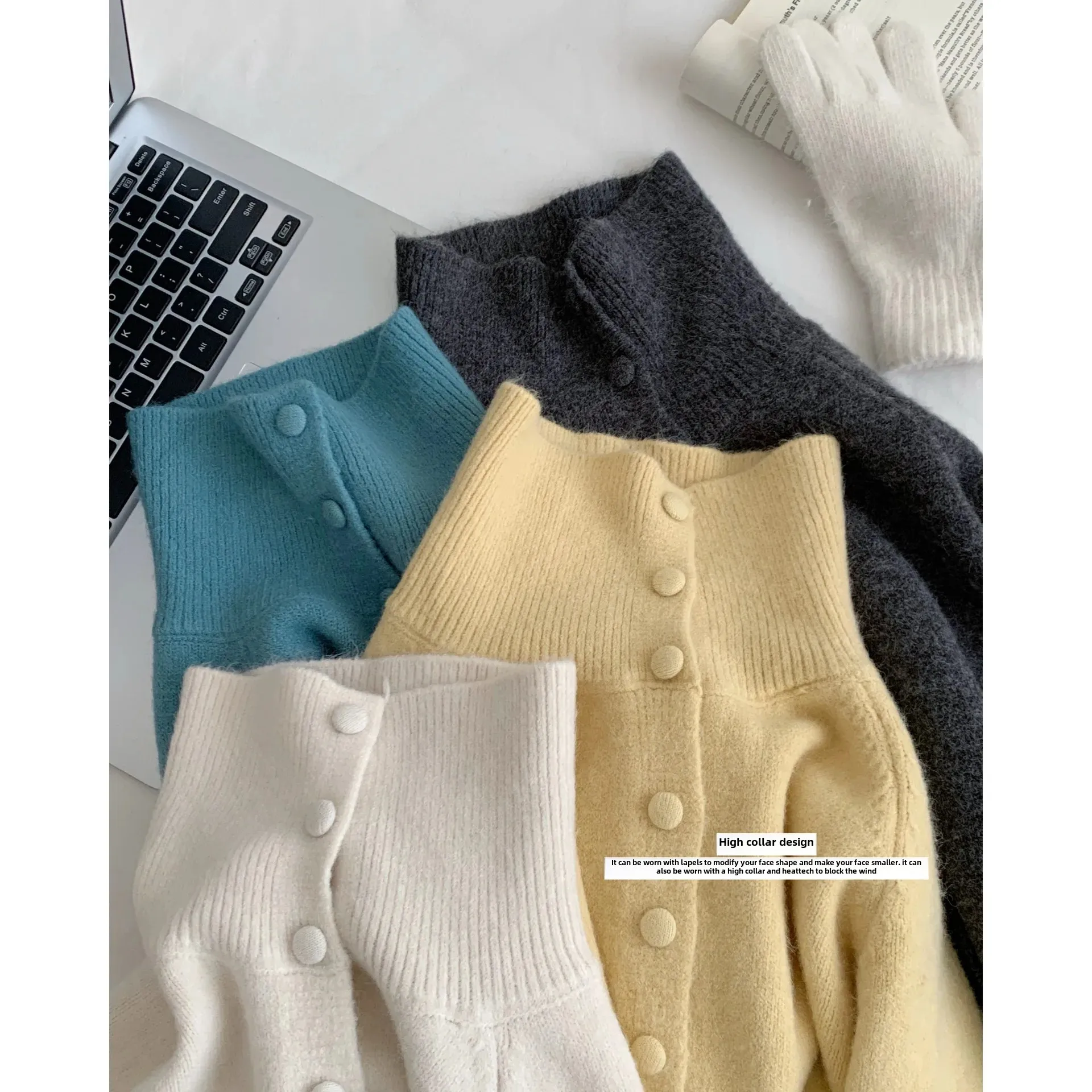 Женский осенний свитер свободного покроя в корейском стиле с лацканами кардиган