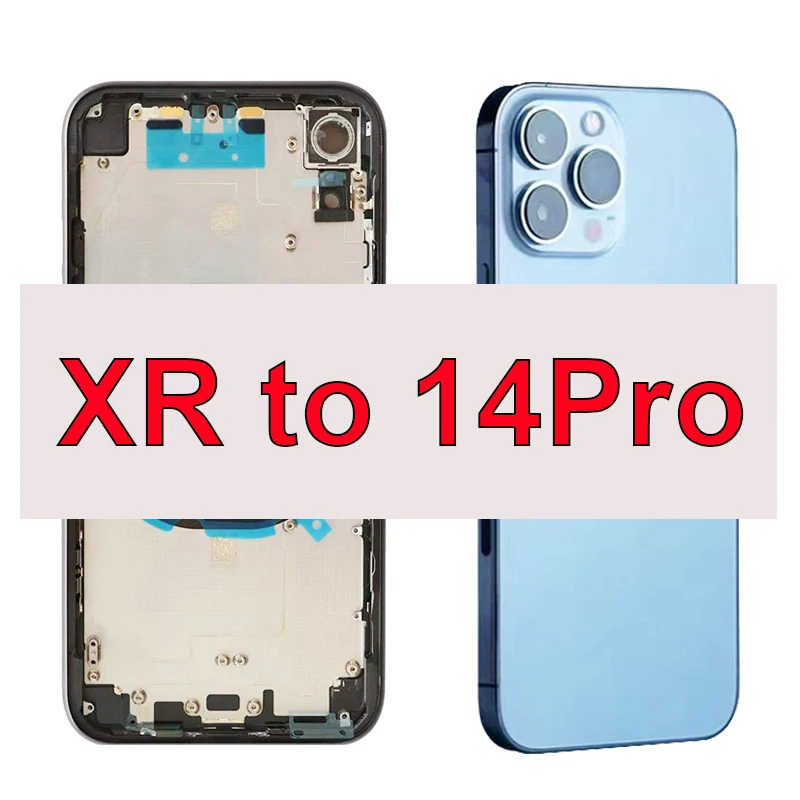 

DIY корпус для iPhone XR на 14 Pro, задняя крышка корпуса для XR, замена на 14 Pro, Бесплатный лоток для SIM-карты, боковые запчасти, ремонт корпуса